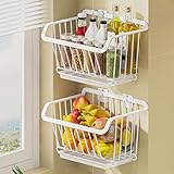 Obst- und Gemüseregal – 2-stöckiger Edelstahl-Aufbewahrungskorb für Küchentheke, Snack-Organisation, wandmontiertes Design