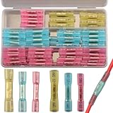 115pcs Schrumpfverbinder Kabelverbinder Wasserdicht Set Wasserdicht, 3 Types Stoßverbinder Wärmeschrumpf Verbinder Stossverbinder mit Schrumpfschlauch, Elektrische Stoßklemmen Schmelzverbinder Kfz