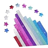 BELLIFFY 1040 Stück Glitzerndes Origami Glückssternpapier Origami Sternpapier Origami Papier Set Sternpapierstreifen Dekorative Sternstreifen Farbiges Origami Papier Origami Sterne