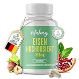 Vitabay Eisen Hochdosiert - 120 VEGANE Eisen Kapseln - 319 mg Eisenbisglycinat - Eisentabletten Hochdosiert Eisenpräparate - Eisen Tablette Iron Supplement Tablette Vegan - Eisen Natürlich Tablettten