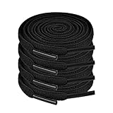 JETOP 2 Paar Premium Schnürsenkel Schwarz, Reißfest Schuhbänder [6 mm breit ], Schnürsenkel 100cm Flach, Ersatz Shoelaces für Sneakers, Sportschuhe, Laufschuhe, Turnschuhe