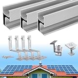 Warmfay Solar Halterung Ziegeldach Montageset, Erweitert Photovoltaik Montageschiene Dachhaken Solarpanel Halterung für 2 Module, Alu Solarmodul Halterung Ziegeldach Anwendbar Solarmodule Dick 30-35mm