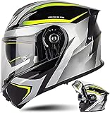 Integraler, Hochklappbarer Motorrad-Modularhelm, Coole Persönlichkeit, Integralhelm Für Roller, Herren- Und Damen-Motorradhelm, Motocross-Klapphelm Vorne, ECE-Geprüft E,M=57-58CM