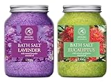 Badesalz Set Lavendel & Eukalyptus 2х1300g - Meersalz mit Natürlichem Ätherischen Lavendelöl - mit Natürlichen Ätherischen Eukalyptusöl - Körperpflege - Schönheit - Entspannung - Aromatherapie