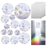 52 Stück Runde Prisma Fensteraufkleber, PVC Sonnenfänger Regenbogen Aufkleber für Anti-Kollision Vogelschutz, Fensterdekoration für Zuhause Laden Büro