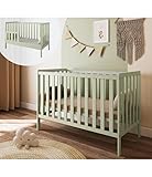zee Bambi Mint 2in1 Babybett 120x60 cm mit Schutzbarriere Klassisches Gitterbett 3-Fach Höhenverstellbar Kinderbett mit Beißschutz & zu Juniorbett umbaubar