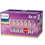 Philips LED Classic E27 Filament Lampen 6-er Pack (60 W), LED Lampen mit warmweißem Licht, energiesparende LED Beleuchtung mit langer Nutzlebensdauer, Warmweiß