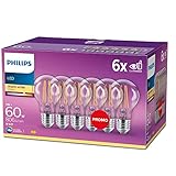 Philips LED Classic E27 Lampe, 60 W, A60, Tropfenform, klar, warmweiß, 6er Pack