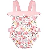 GAGAKU Puppentrage Puppen Kinder Puppenwagen ab 3 Jahre Tragetuch Baby Tragegurt Zubehör 100% Baumwolle - Rosa Hibiskusblüte