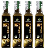 Kräuterland BIO Kürbiskernöl 1L - 4x 250ml Original steirisches Kürbisöl aus gerösteten Kürbiskernen - 100% rein, kaltgepresst, vegan - Premium Qualität aus der Steiermark