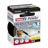 tesa extra Power Perfect Gewebeband - Gewebeverstärktes Ductape zum Basteln, Reparieren, Befestigen, Verstärken und Beschriften - Schwarz - 2,75 m x 38 mm