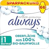 Always Ultra Binden Damen Gr. 1, Cotton Protection Normal, 66 Damenbinden mit Flügeln (3 x 22 Stück), Monatspaket, ultradünn und super absorbierend
