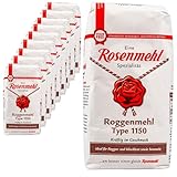 Rosenmehl - 10er Pack Premium Roggenmehl Typ 1150 kräftig im Geschmack 1000 g - Ideal für Roggen- und Mischbrot sowie Semmeln - Feines Qualitäts-Mehl zum Backen und Kochen (naturbelassen)