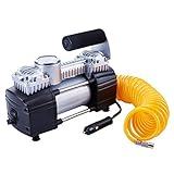 TIREWELL 12 V Reifenfüller - Heavy Duty Double Zylinder Direct Drive Metall Pumpe 150PSI, Air Kompressor mit Akku Klemme und 5 m Verlängerung Air Schlauch, SUVs/Vans/RVS