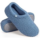 VeraCosy Damen Memory Foam Plüsch Hausschuhe Antirutsch Baumwolle Pantoffeln Mit Polar Fleece-Futter, 38/39 EU, Blau