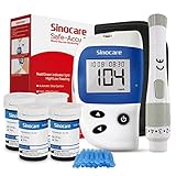 sinocare Safe Accu2 Blutzuckermessgerät, Blutzuckertester Set mit 100 teststreifen, mg/dL, Selbsttest Diabetes-Set