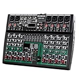 BOMGE Professioneller Audio-Mixer, Soundboard-Konsole, Schreibtischsystem, Schnittstelle, 8-K, USB, Bluetooth, MP3-Computereingang, 48 V, Phantomspeisung, Stereo, DJ-Studio, FX 256 Bit DSP, für