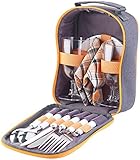 PEARL Picknick Geschirr: Picknick-Set für 2 Personen: Gläser, Servietten, Teller, Besteck (Geschirr Set, 2 Personen, Reise)