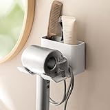 DoocliB Fönhalter mit Kabelhalter ohne Bohren weiß mit kabelaufwickler Passen die Meisten Haartrockner