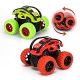 VoMii 2 Stück Monster Truck, Spielzeugauto für Kinder ab 3-10 Jahre, Große Gummiräder 4x4 Power Trägheitsbetriebene Fahrzeuge, 360° Stunt-Rotation, Rennwagen Spielsets für Kinder, 1:64 Scale