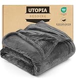 Utopia Bedding Flanell Fleece Decke Grau (Werfen) Leichte Gemütliche Couch/Bett Decke Plüsch Microfaser Grey