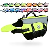 VIVAGLORY Front Float Schwimmweste Hund, Hundeschwimmweste für Bootfahren, Schwimmweste with Kopfstütze, Auftrieb & Schwimmhilfe, XXS, Neon-Gelb