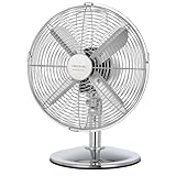 Cecotec EnergySilence 620 RetroDesk Tischventilator, 40 W, Chrom-Finish, Durchmesser 30,5 cm mit 4 Flügeln, 3 Geschwindigkeiten, Oszillation, höhenverstellbar, maximale Sicherheit