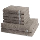 Ross - 6 teiliges Frottier-Set - Sinfonie (4 X Handtuch 2 X Duschtuch im Set) - 500 g/m2 - Baumwolle - Walkfrottee - saugstark - weich und flauschig - Taupe