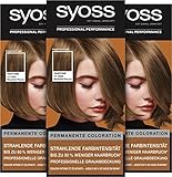 Syoss Color Coloration 6-66 Roasted Pecan Pantone 17-1052 (3 x 115 ml), PANTONE-inspirierte permanente Coloration, bis zu 80 % weniger Haarbruch, professionelle Grauabdeckung