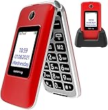 uleway 3G Seniorenhandy ohne Vertrag, Großtasten klapphandy tastenhandy,Rentner Handy mit Tasten Notruffunktion,Dual-SIM 2.8 Zoll Display(Rot)