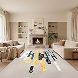 RUGMRZ Waschbar Bettvorleger Schlafzimmer Grau 120x160cm,Moderne Abstraktion Kuschelig Weich für Wohnzimmer,Kinderzimmer,Terrasse