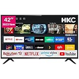 HKC NHV42H3 Fernseher 42 Zoll (106 cm) Smart TV mit mit Netflix, Prime Video, Rakuten TV, DAZN,YouTube, UVM, WiFi, Triple-Tuner DVB-T2 / S2 / C