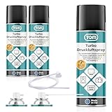 TOM 6 x oder 3 x 420 ml Power Druckluftspray – Air Duster – Reinigungsset mit 10 cm & 50 cm Sprühverlängerung – Druckluft aus der Dose – Reiniger für Tastatur, Laptop, Computer & co (3)