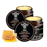 Beef Tallow Honey Balm,Beef Tallow for Skin, Beef Tallow Cream for Skin Care, Wrinkle Defense Tallow Balm, 100% Grass Fed Tallow Raw Wild Honey, Gesicht und Körper Gepeitschte Feuchtigkeitscreme (2)