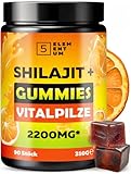 Original Shilajit Gummis - Hochdosiert 2200mg | 90 Stück - Verstärkter Premium-Pilzkomplex mit Löwenmähne, Reishi, Chaga & Cordyceps - Himalaja Shilajit für optimale Energie & Gesundheit