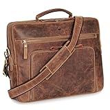 DONBOLSO Laptoptasche San Francisco - Umhängetasche Leder Braun für Laptop und Tablet - Hochwertige Aktentasche für Notebook bis 17 Zoll - Stilvolle Tasche für Damen und Herren