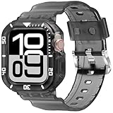 DABAOZA Kompatibel mit durchsichtigem Apple Watch SE 3, 44 mm, 45 mm, 42 mm, robustes, durchscheinendes, mattiertes Gelee-Kristall-Armband für Damen und Herren, TPU-Armband für iWatch SE 2, 1, Serie 9