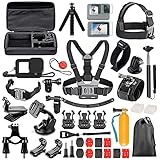 JOYBOY Zubehör Kit fürAction Kameras,54-in-1 Black Zubehör Set, Schutzfolie Wasserdichtes Gehäuse Silikon Schutzhülle Fahrradhalterung Tauchfilter,Reisen Wandern Action Kamera Zubehör Set Bundle