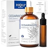 HIQILI Zedernholzöl 100ml, 100% Reines Ätherisches Zedernholzöl, Aromatherapieöl, Duftöl für Aroma Diffusor, Haut, Seifen, Haarwachstum