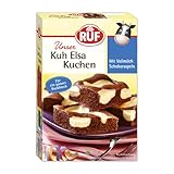 RUF Kuh Elsa Kuchen, Schokokuchen mit Kuhflecken aus Quarkcreme und Schokoraspeln aus Vollmilchschokolade, praktische Backmischung für Kindergeburtstage, 1x750g