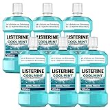 LISTERINE Cool Mint (6 x 500 ml), antibakterielle Mundspülung mit ätherischen Ölen & Minzgeschmack, Mundwasser bekämpft wirksam Bakterien im Mundraum, perfekte Ergänzung zur täglichen Zahnpflege