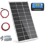 100W Solarpanel 12V Monokristallines Solarpanel-Kit 100 Watt Solarmodul mit 20 A Laderegler für netzunabhängige 12 Volt Energieladung für Wohnmobil, Boot, Wohnwagen, Haushalt