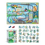 Melissa & Doug - Bodenpuzzle Autorennen Rund um die Welt inkl. 2 Spielautos, 50-teilig, Für Kinder ab 3 Jahren