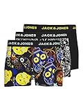 JACK & JONES Herren Jacjames Trunks 3 Pack Noos Boxershorts, Black/Detail:black - Blazing Yellow, L EU