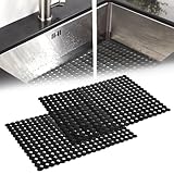 2er-Set Spülbeckenmatte, Spülbeckeneinlage 30x40 cm, Spülbeckenmatte Zuschneidbar, PVC Spülbecken Schutzmatte, Gegen Kratzer, Küchenspüle Matte für Edelstahl/Keramik Spülen (Schwarz)