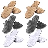 6 Paar GäStehausschuhe Hotelslipper: Universalgröße 28.5 * 11.5cm Frottierslipper Hausschuhe mit Geschlossenen Waschbar Antirutsch Korallenvlies Zehen für Hotel Reisen Heim Gast Verwenden