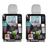 Gigmeta Auto Rückenlehnenschutz und Organizer, 2 Stück Autositz Organizer mit 10 Zoll iPad/Tablet-Tasche, 600D Oxford Stoff Wasserdicht Autositz Rücksitz Organizer Autositzschoner Rückenlehne