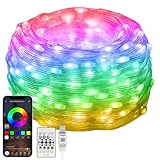 10M RGBIC Lichterkette mit Farbwechsel,[99+ Modi] 100LEDs Wasserdicht Lichtschlauch USB Plug in, mit Timer, Sync Musik, Fernbedienung & App Steuerung, für Weihnachten, Hochzeit, Haus, Party Deko