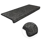 Kettelservice-Metzker Stufenmatten Monza Rechteckig Einzeln und SparSet´s Anthrazit 15 Stück Treppenschutz Treppenteppich