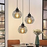 ZMH Pendelleuchte Esstisch Hängelampe Vintage: Schwarz Esstischlampe E27 Esszimmerlampe Retro Küche Industrial Hängeleuchte Metall Pendellampe für Esszimmer Wohnzimmer Arbeitszimmer Büro Restaurant